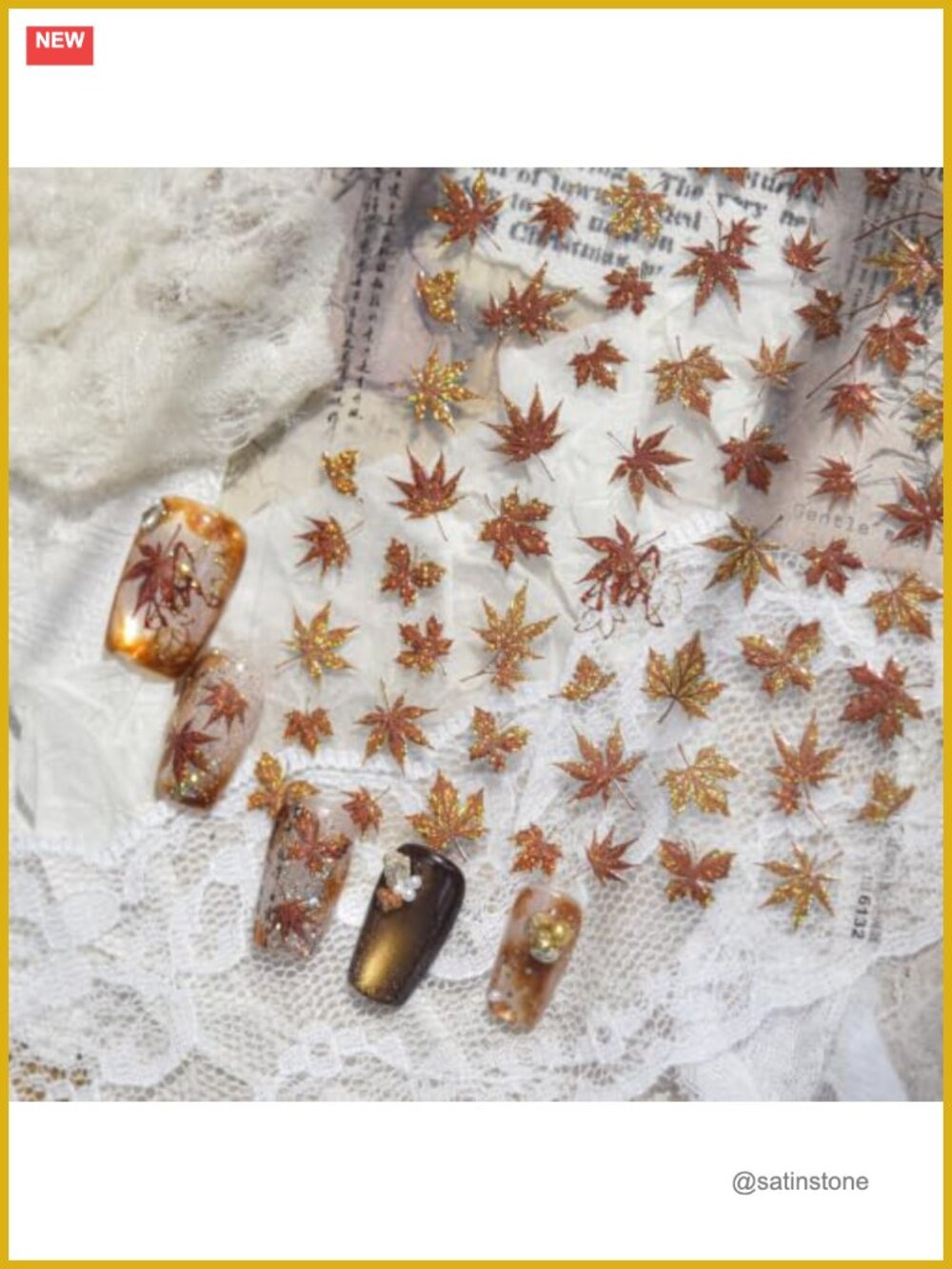 Holographic Maple Leaf Fall Nail Decals Self-Adhesive Autumn Manicure Stickers